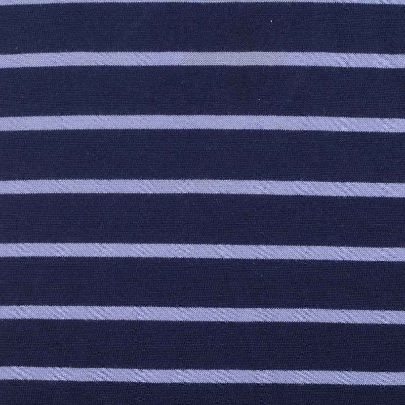 Navy Horizontal-Stripe Jersey Knit, Cotton-Modal, 170 gsm