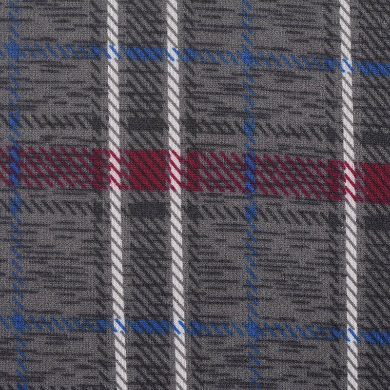Grey Plaid Knit, Polyester, 182 gsm