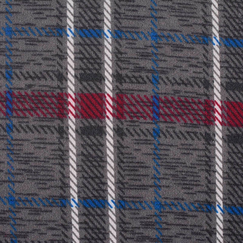 Grey Plaid Knit, Polyester, 182 gsm