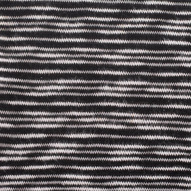 Black Horizontal-Stripe Chunky Knit, Poly-Viscose, 181 gsm