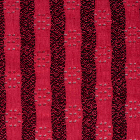 Red Vertical-Stripe Jacquard, Polyester, 153 gsm