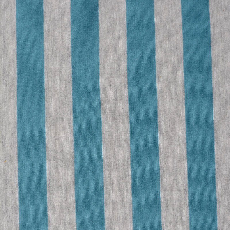 Teal Vertical-Stripe Jersey Knit, Poly-Cotton