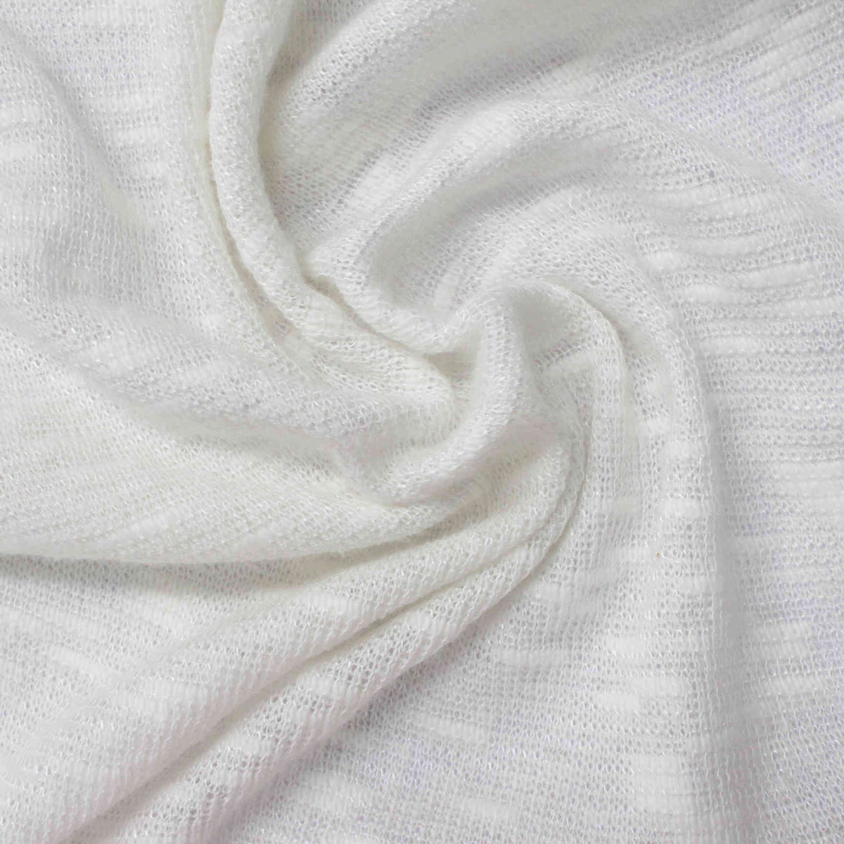 Slub Cotton Viscose Chunky Knit Fabric, 178 gsm, 140 cm — White