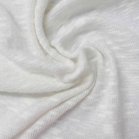Slub Cotton Viscose Chunky Knit Fabric, 178 gsm, 140 cm — White