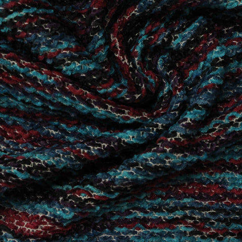 Teal Horizontal-Stripe Chenille, Polyester