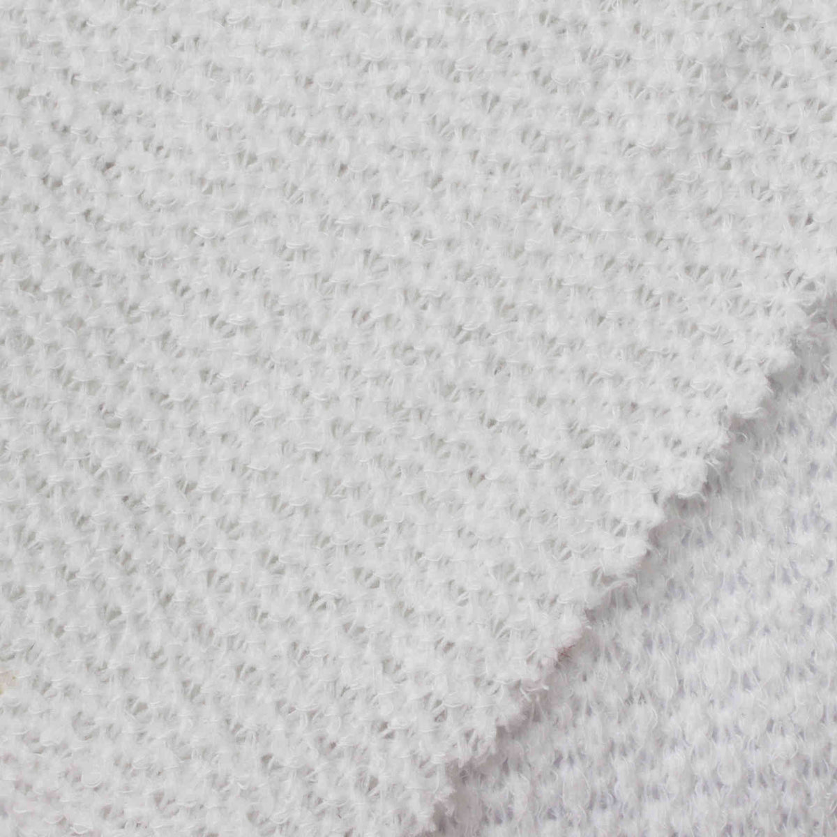 Polyester Stretch Chunky Knit Fabric, 250 gsm, 180 cm — White