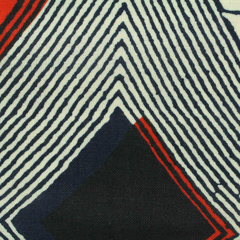 Dark Blue Chevrons Woven, Ramie-Cotton