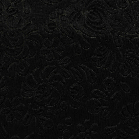 Black Tone-on-Tone Floral Jacquard, Polyester, 185 gsm