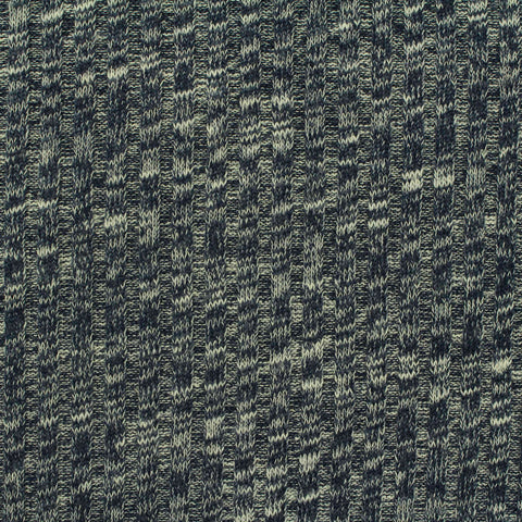 Navy Marl Rib Knit, Poly-Cotton, 231 gsm