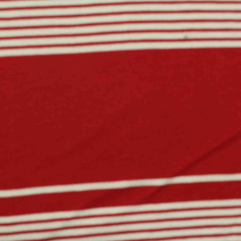 Red Horizontal-Stripe Jersey Knit, Cotton-Modal, 171 gsm