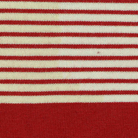 Red Horizontal-Stripe Jersey Knit, Cotton-Modal, 172 gsm