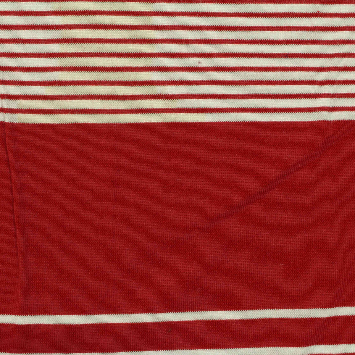 Red Horizontal-Stripe Jersey Knit, Cotton-Modal, 172 gsm