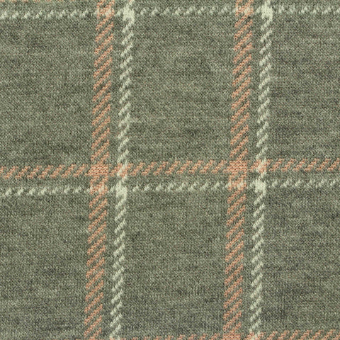 Grey-Green Plaid Jacquard, Poly-Viscose