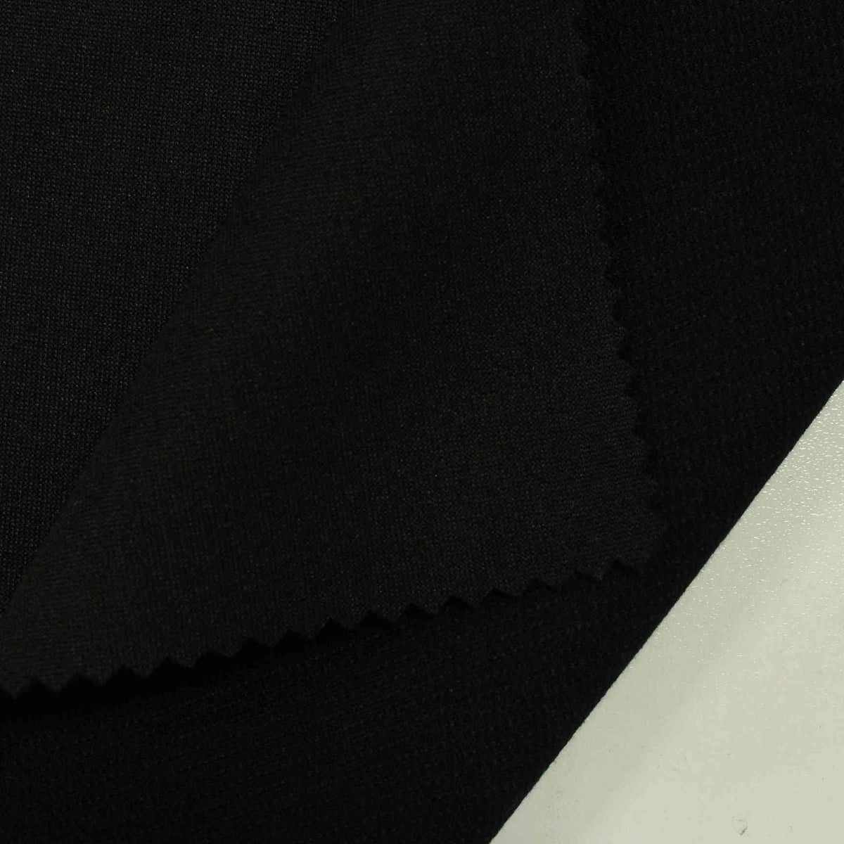Polyester Viscose Stretch Scuba Knit Fabric, 300 gsm — Black