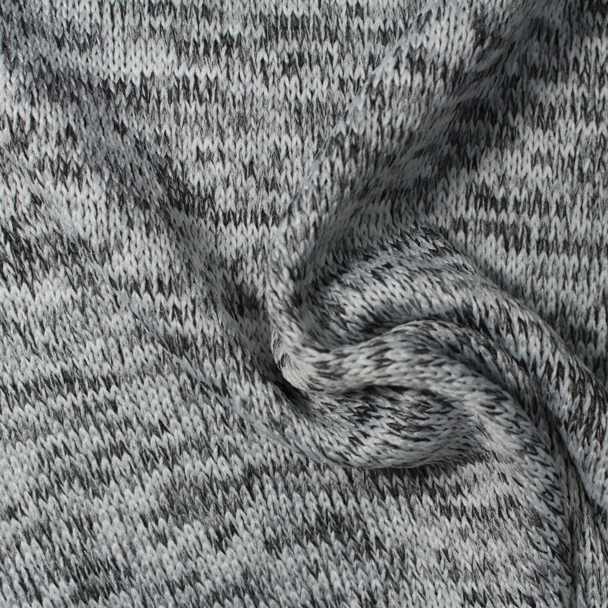 Grey Heathered-Marl Chunky Knit, Polyester, 255 gsm