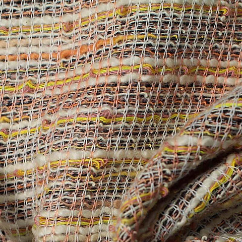 White Horizontal-Stripe Chunky Knit, Poly-Cotton, 178 gsm