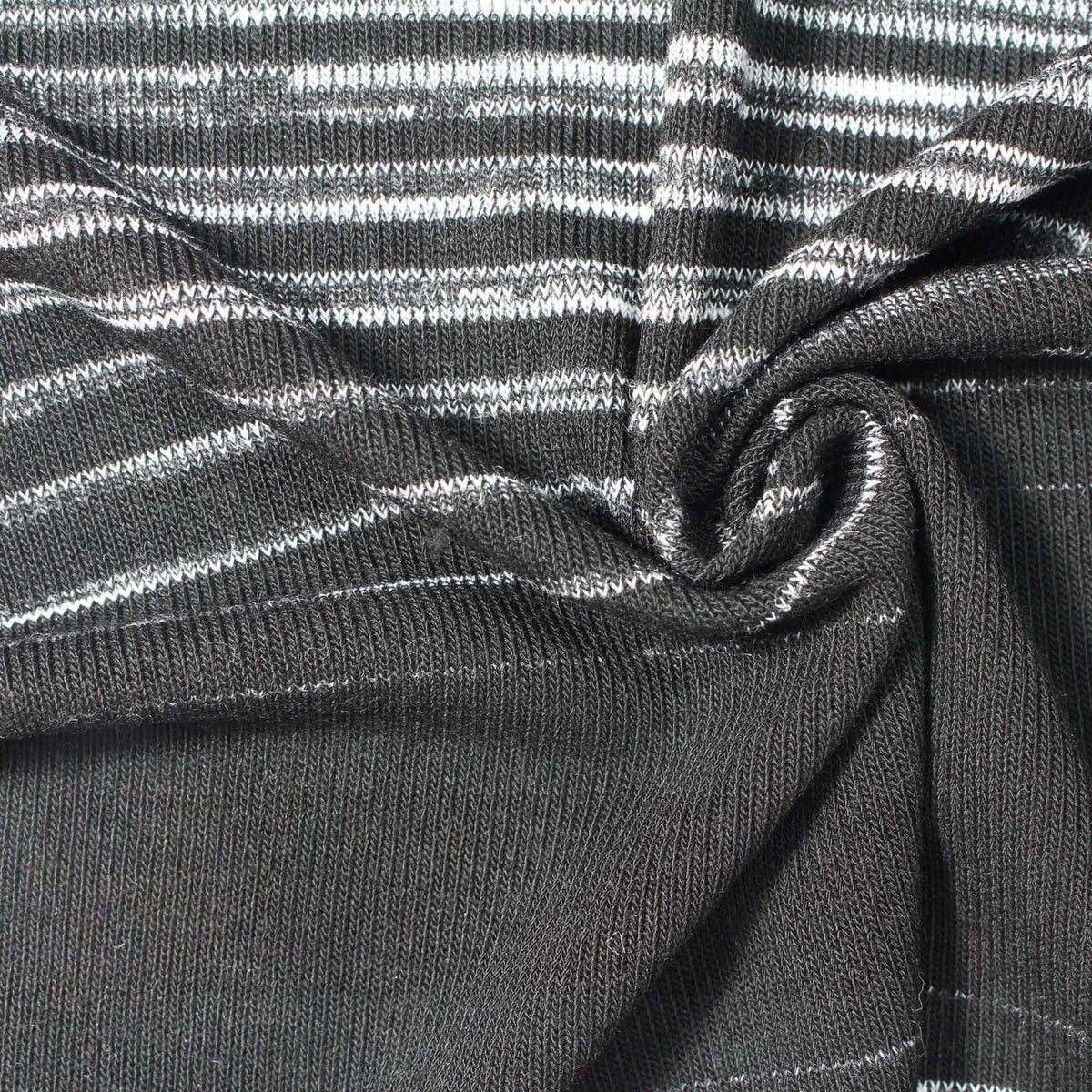 White Horizontal-Stripe Knit, Poly-Viscose, 210 gsm