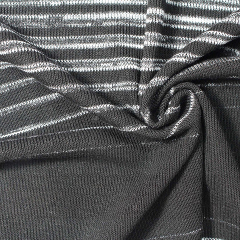 White Horizontal-Stripe Knit, Poly-Viscose, 210 gsm
