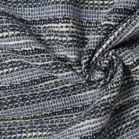 Blue Horizontal-Stripe Chunky Knit, Poly-Cotton, 204 gsm