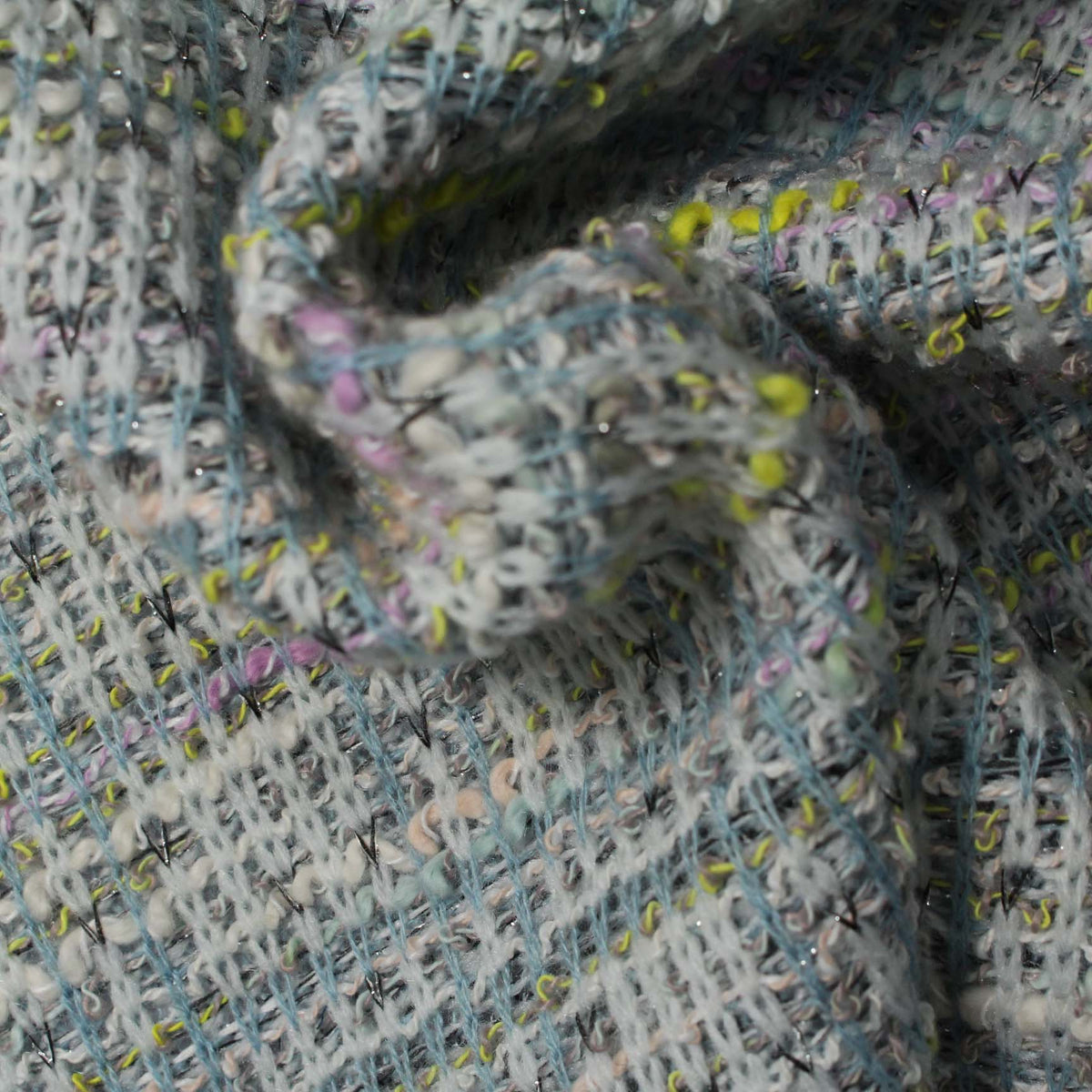 Light Blue Marl Chunky Knit, Polyester, 361 gsm