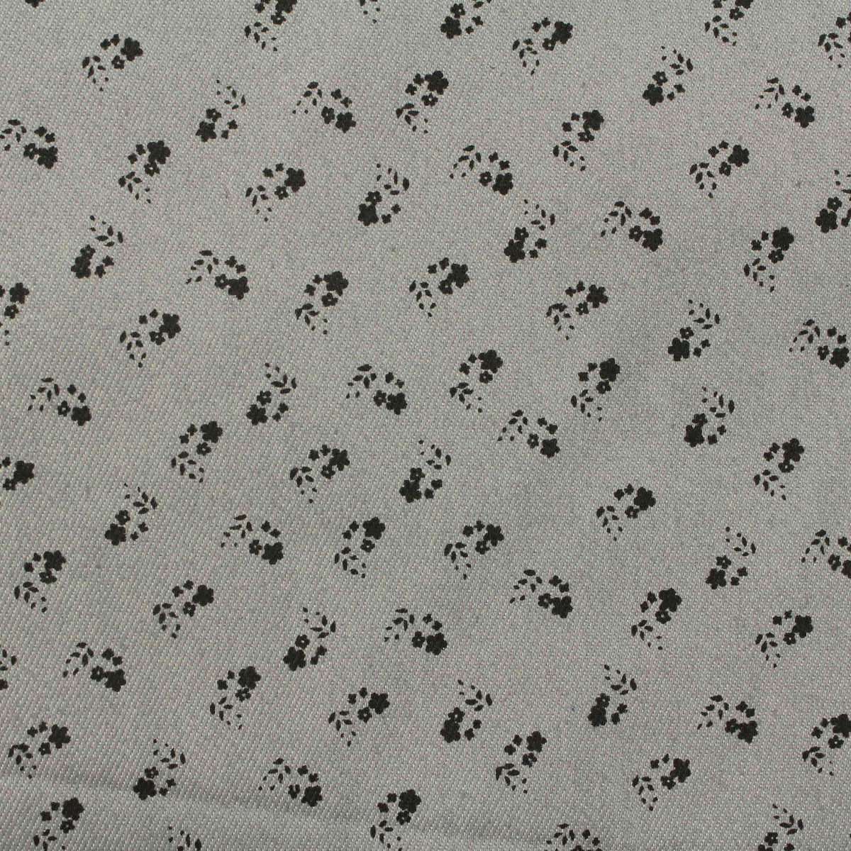 Black Floral Twill, Cotton-Poly