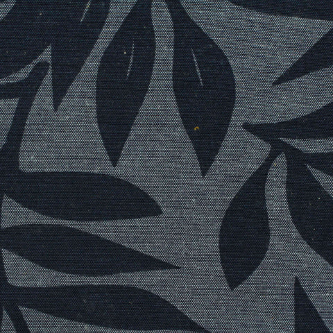 Navy Leaf Oxford, Cotton-Poly