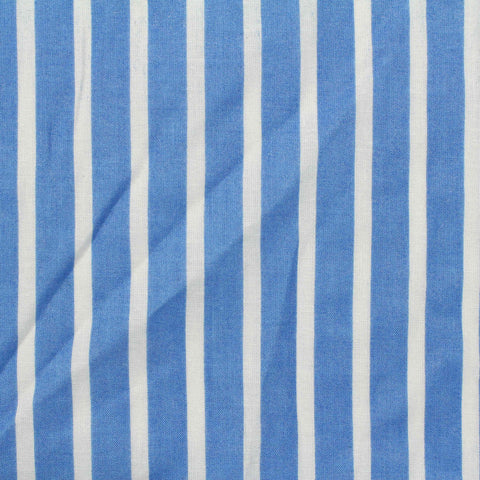 Blue Vertical-Stripe Poplin, Cotton, 70 gsm