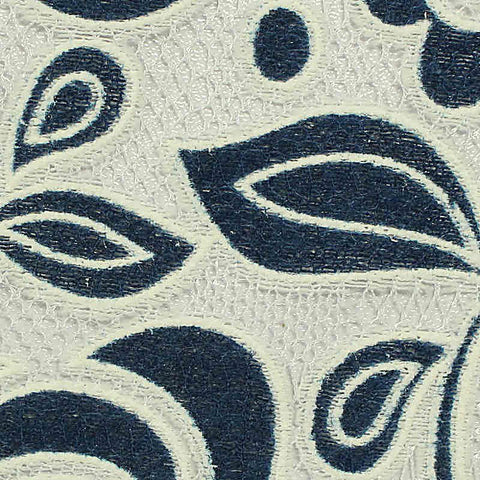 Navy Floral Woven, Poly-Cotton