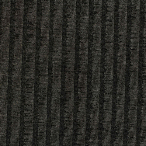 Dark Grey Vertical-Stripe Rib Knit, Viscose