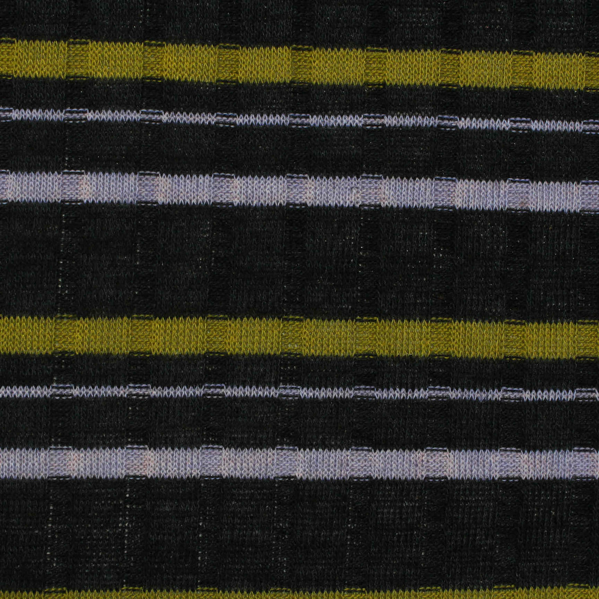 Black Horizontal-Stripe Rib Knit, Poly-Viscose, 220 gsm, 150 cm