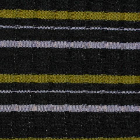 Black Horizontal-Stripe Rib Knit, Poly-Viscose, 220 gsm, 150 cm