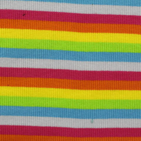 Multicolor Horizontal-Stripe Rib Knit, Poly-Cotton