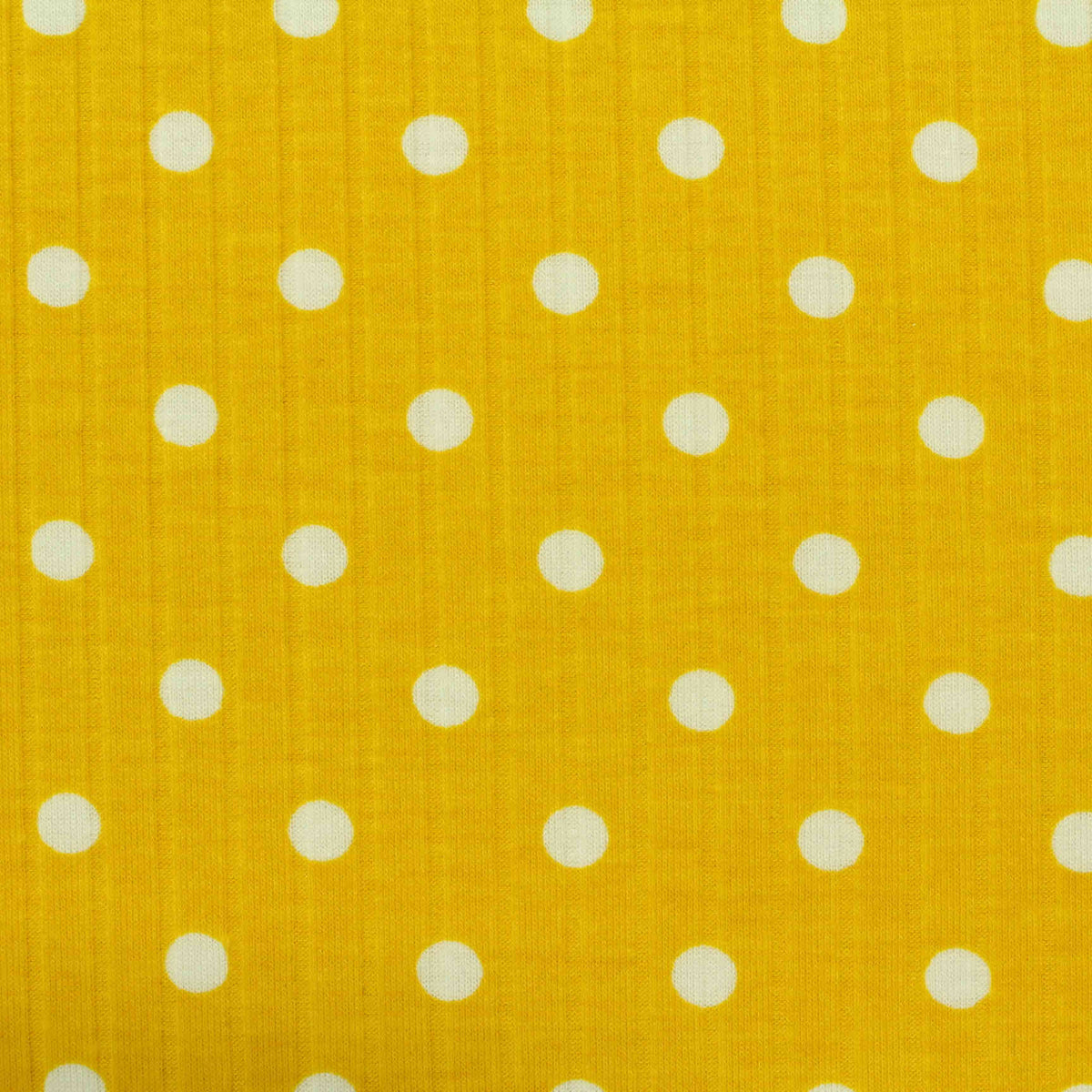 Yellow Polka-Dot Rib Knit, Poly-Viscose