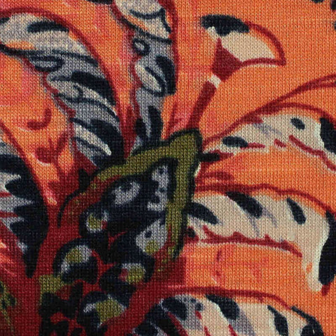 Orange Floral Knit, Polyester, 194 gsm