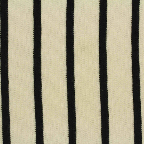 Black Vertical-Stripe Jersey Knit, Cotton-Poly, 260 gsm