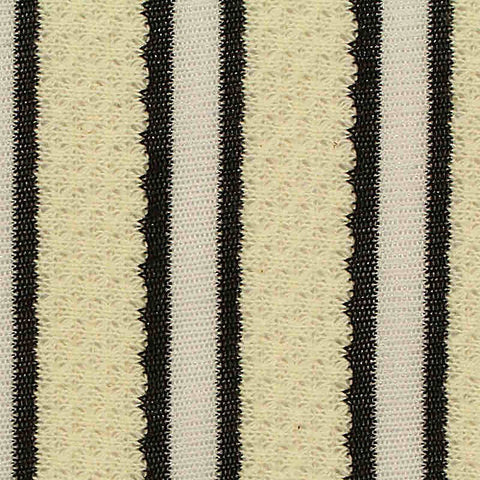 Cream Vertical-Stripe Mesh, Cotton-Poly