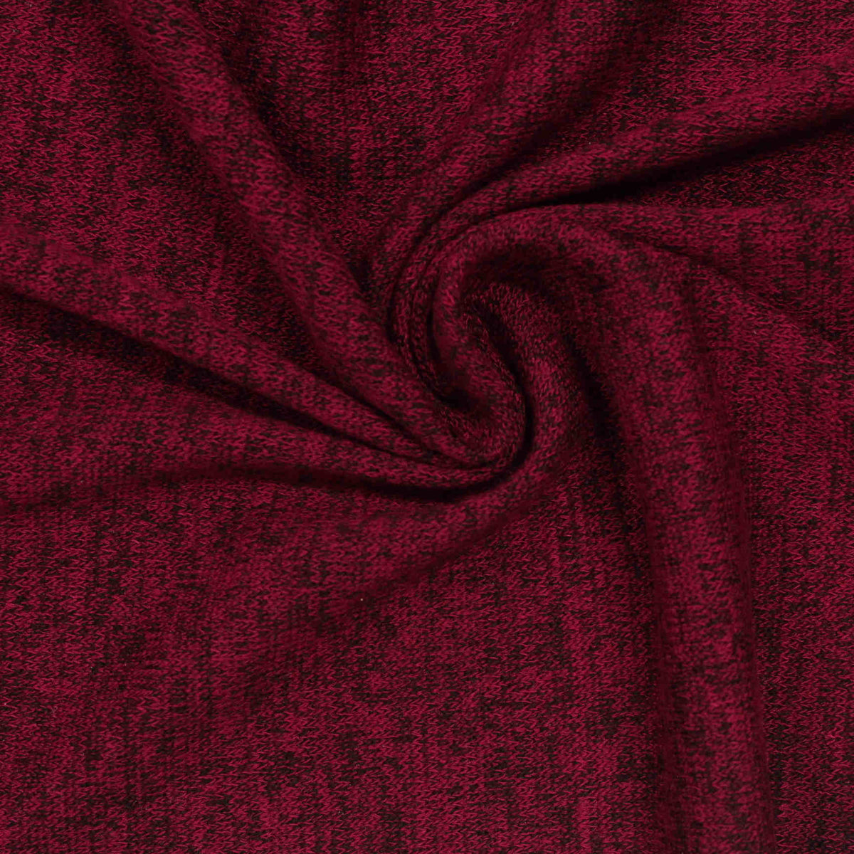 Deep Red Marl Chunky Knit, Viscose-Poly, 195 gsm