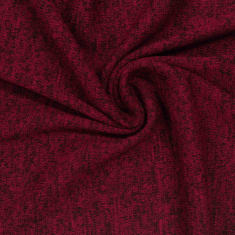 Deep Red Marl Chunky Knit, Viscose-Poly, 195 gsm
