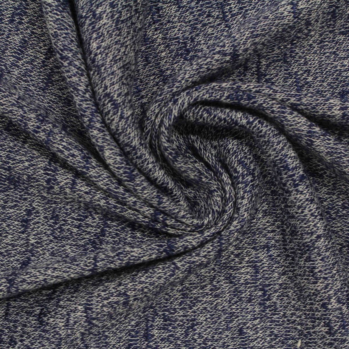 Navy Marl Jersey Knit, Poly-Viscose, 190 gsm