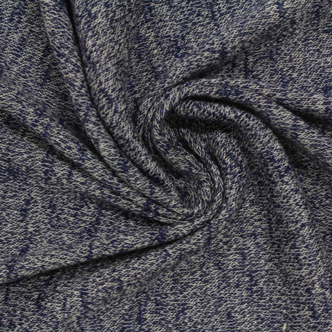 Navy Marl Jersey Knit, Poly-Viscose, 190 gsm