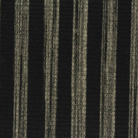 Black Vertical-Stripe Rib Knit, Polyester, 215 gsm