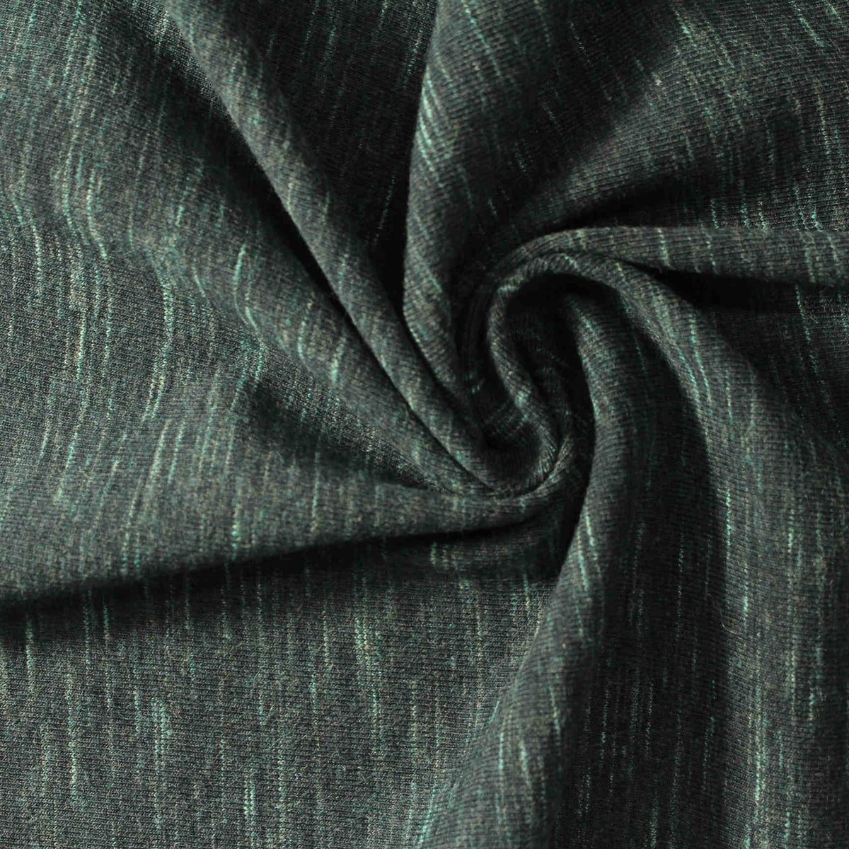Dark Green Marl Jersey Knit, Cotton, 190 gsm