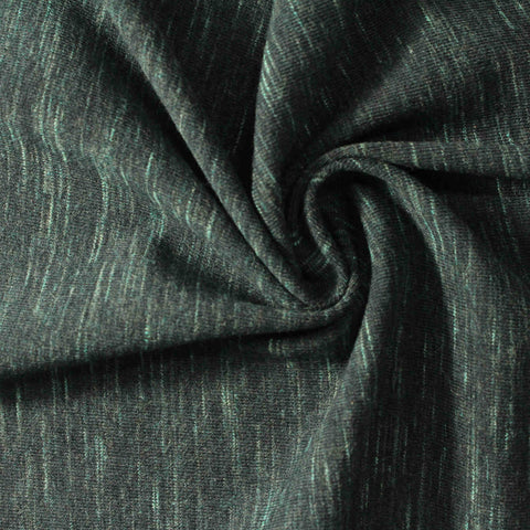 Dark Green Marl Jersey Knit, Cotton, 190 gsm