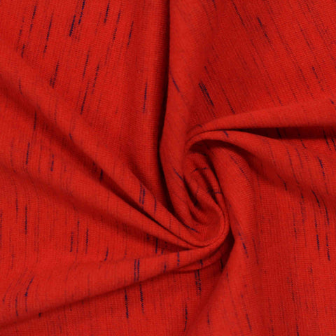 Red Marl Jersey Knit, Cotton-Poly, 120 gsm