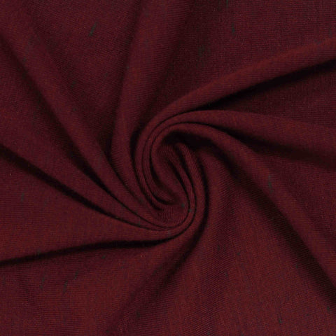Burgundy Marl Jersey Knit, Polyester, 152 gsm