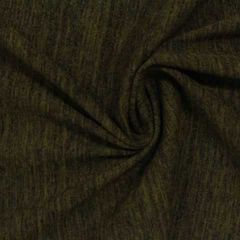 Dark Olive Marl Jersey Knit, Cotton-Poly