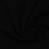 Jacquard Polyester Stretch Interlock Knit Fabric, 300 gsm, 150 cm — Black