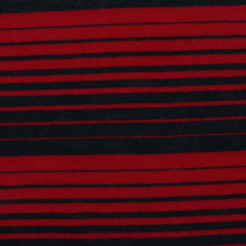 Red Horizontal-Stripe Jersey Knit, Cotton-Viscose