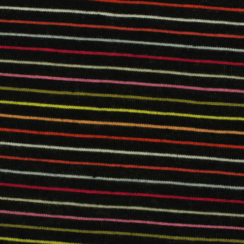 Black Horizontal-Stripe Jersey Knit, Viscose, 140 gsm, 150 cm