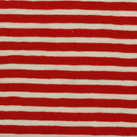 Red Horizontal-Stripe Knit, Cotton-Poly, 110 gsm